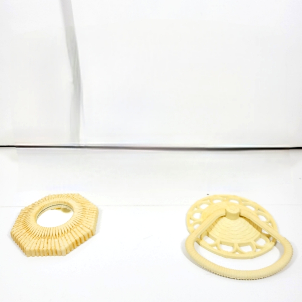 Vintage Home Interiors Faux Wicker Towel Rack and Mirror